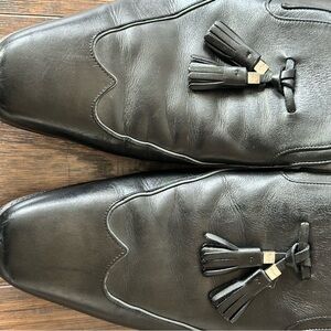 Salvatore Ferragamo Black Leather Tassel Loafers